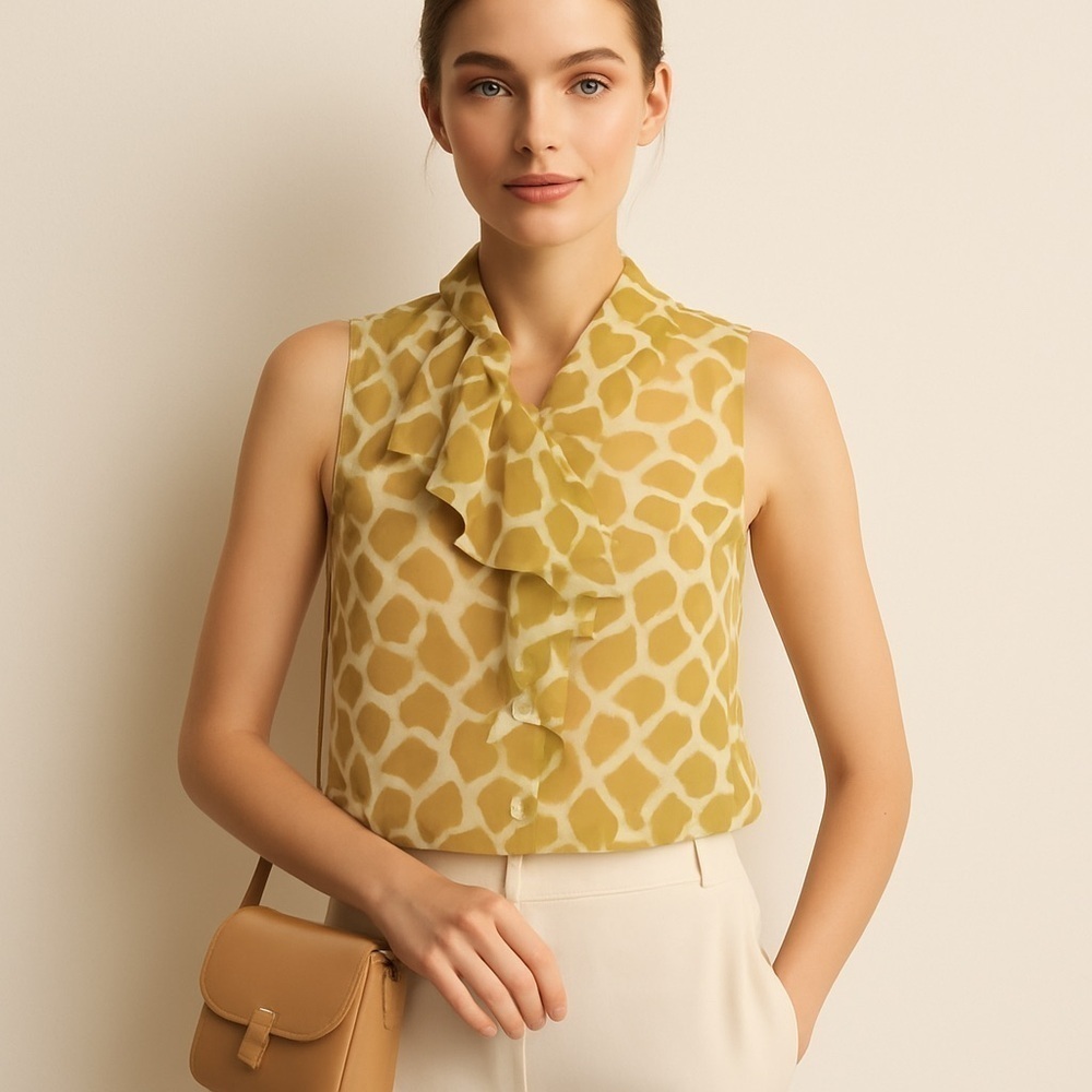 LOFT printed ruffle blouse. Size S
